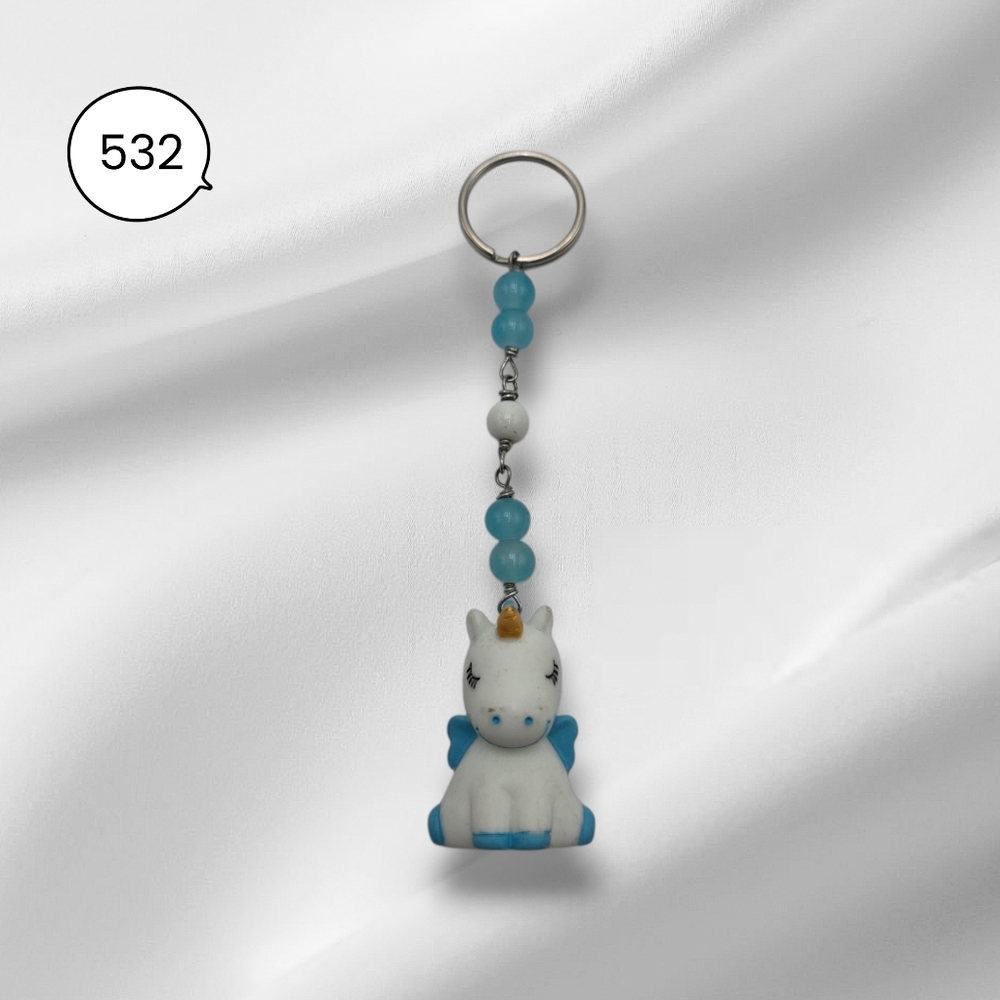 Handmade Cute Unicorn Keychain with Blue Accents